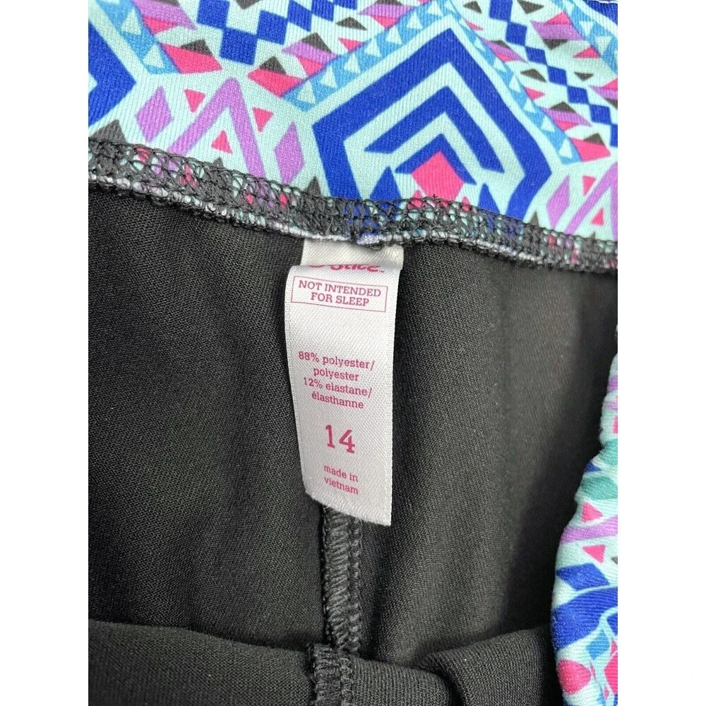 Justice Girl Size 14 Gymnastics Shorts‎ Black Blue Stretchy Athletic